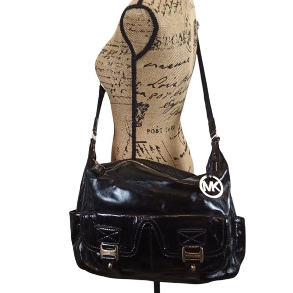 Michael Kors Patent Leather Diaper Bag with Changing Pad & Dust Bag